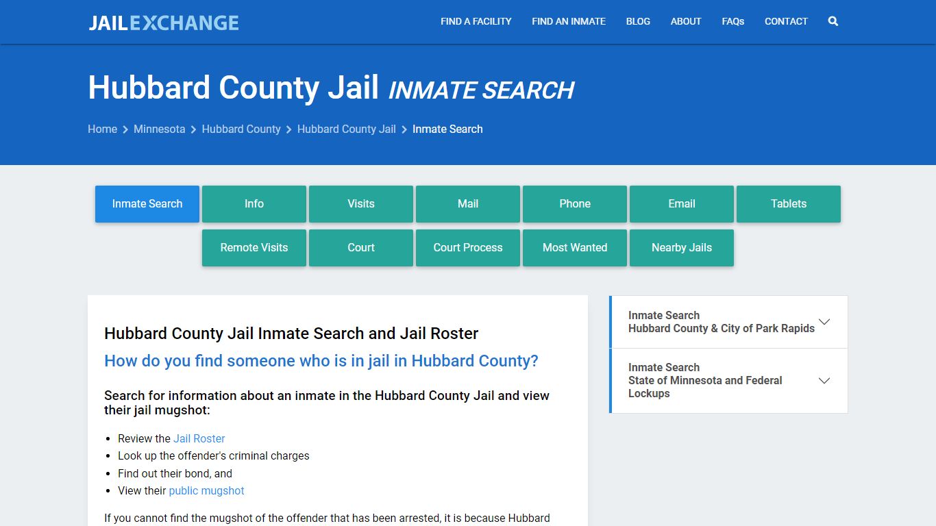 Inmate Search: Roster & Mugshots - Hubbard County Jail, MN